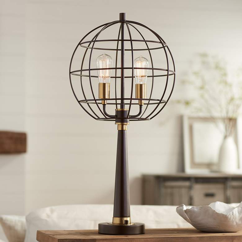 Image 1 Memphis Oil-Rubbed Bronze Industrial Globe LED Table Lamp