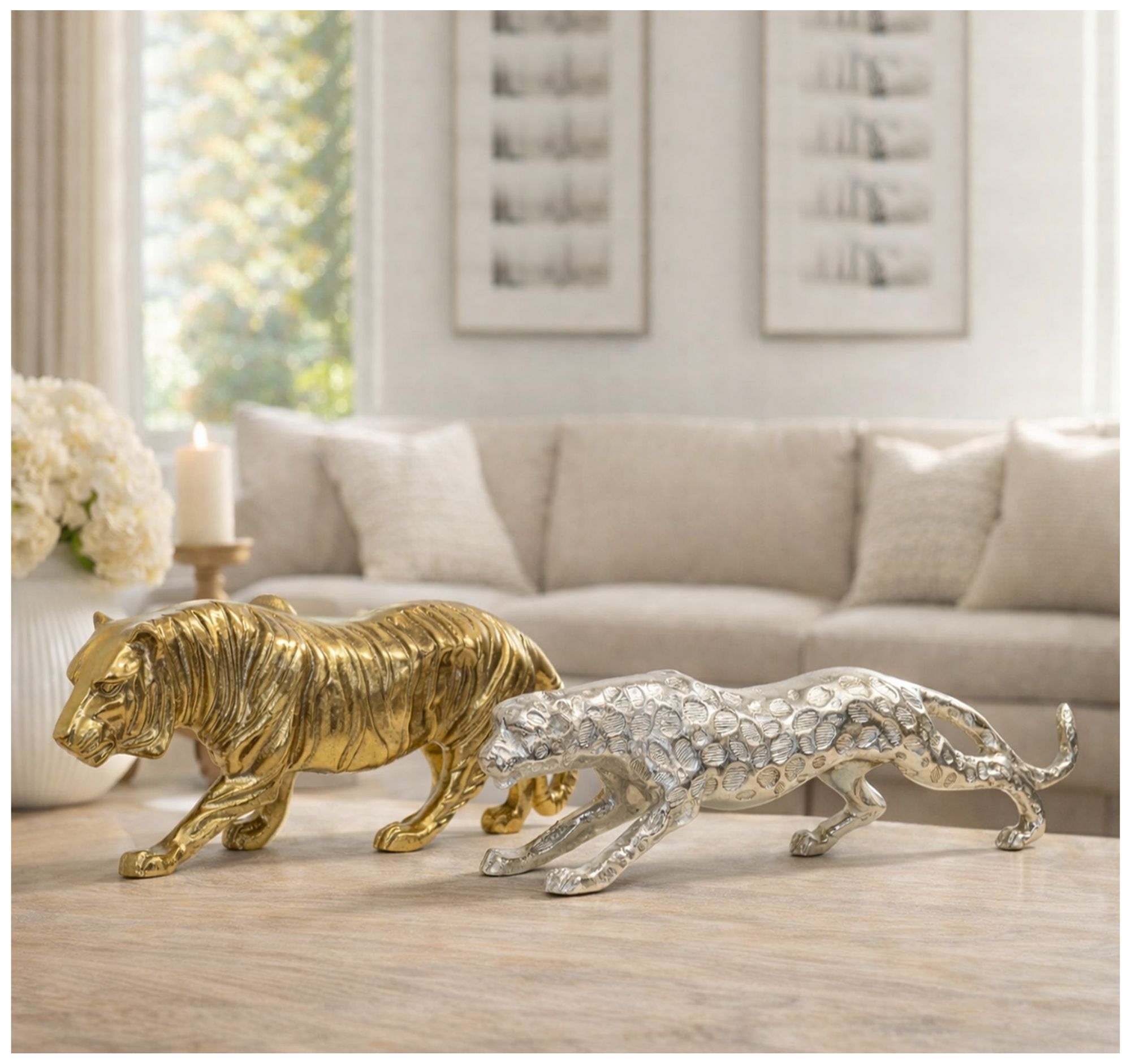 Image 2 Menagerie Tiger Decorative Object - Antique Brass more views