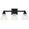 Mencino 19 3/4" Wide Black Frosted Glass 3-Light Bath Light