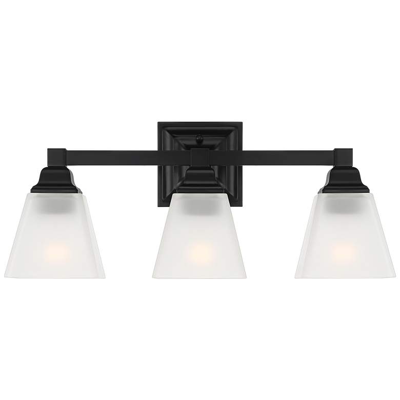 Mencino 19 3/4&quot; Wide Black Frosted Glass 3-Light Bath Light