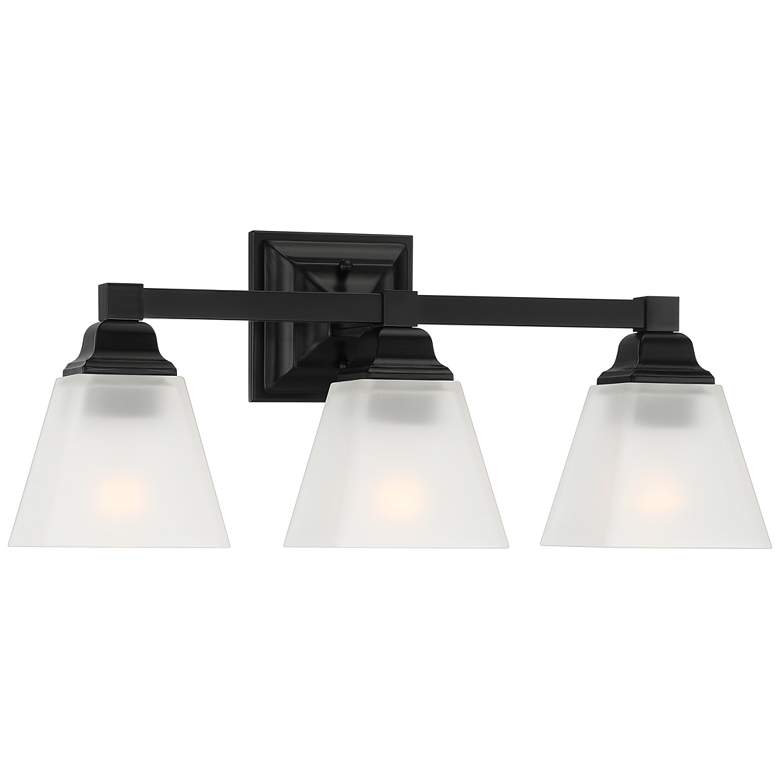 Mencino 19 3/4&quot; Wide Black Frosted Glass 3-Light Bath Light more views