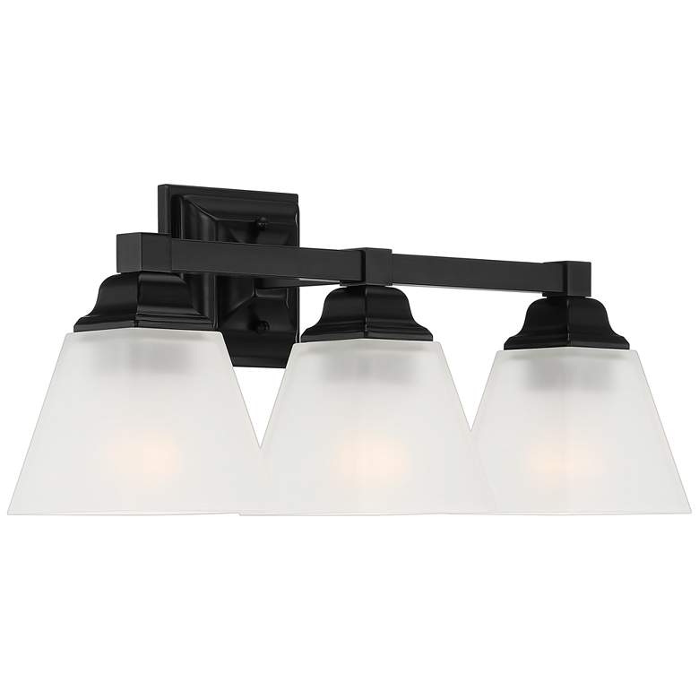 Mencino 19 3/4&quot; Wide Black Frosted Glass 3-Light Bath Light more views