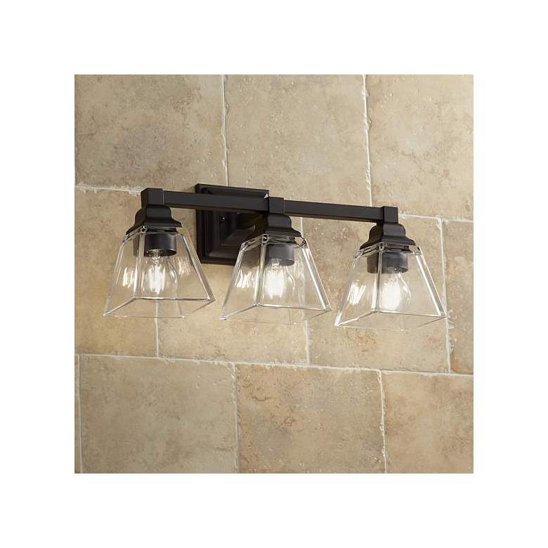 Image 1 Mencino 20 inch Wide Bronze and Clear Glass 3-Light Bath Light