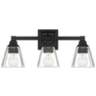 Mencino 20" Wide Black Steel Clear Glass 3-Light Bath Light