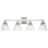 Mencino 28&quot; Wide Satin Nickel and Clear Glass Bath Vanity Light