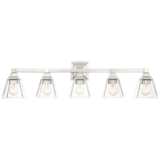 Mencino 35 1/4&quot; Wide Satin Nickel and Clear Glass Bath Light