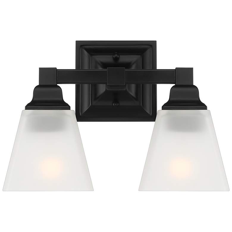 Image 1 Mencino 5 1/2 inchH Black Frosted Glass 2-Light Wall Sconce