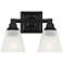 Mencino 5 1/2"H Black Frosted Glass 2-Light Wall Sconce