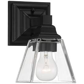 Image1 of Mencino 8 1/4" High Black Metal and Clear Glass Wall Sconce