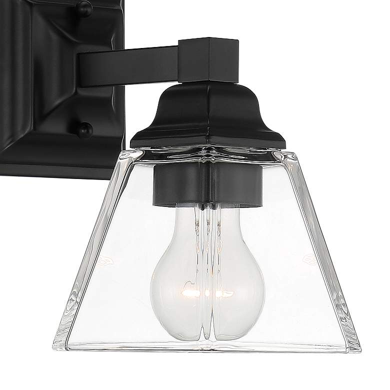 Image 2 Mencino 8 1/4" High Black Metal and Clear Glass Wall Sconce more views