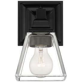 Image3 of Mencino 8 1/4" High Black Metal and Clear Glass Wall Sconce more views