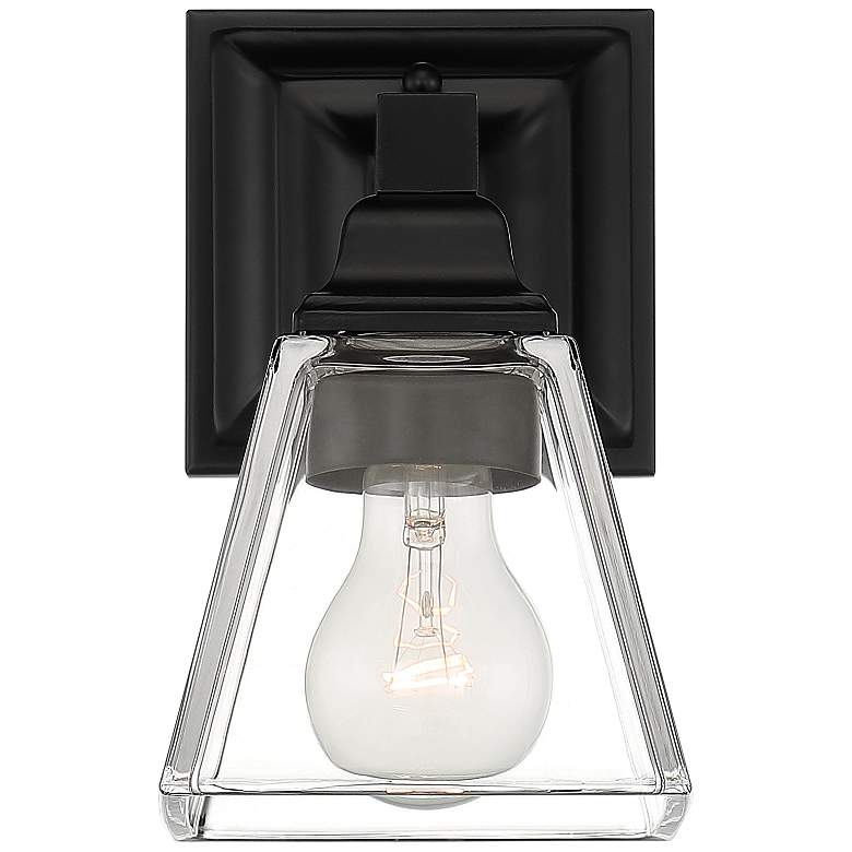 Image 3 Mencino 8 1/4" High Black Metal and Clear Glass Wall Sconce more views