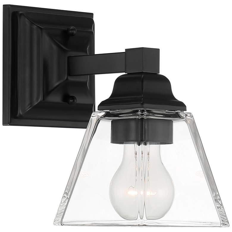 Image 4 Mencino 8 1/4" High Black Metal and Clear Glass Wall Sconce more views