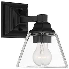 Image4 of Mencino 8 1/4" High Black Metal and Clear Glass Wall Sconce more views
