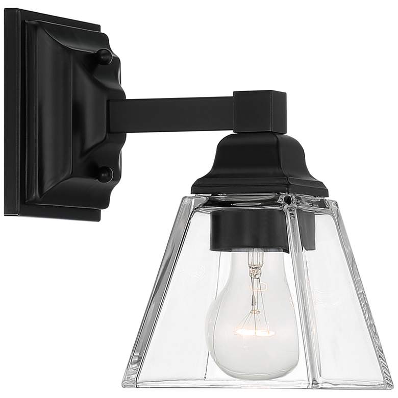 Image 5 Mencino 8 1/4" High Black Metal and Clear Glass Wall Sconce more views