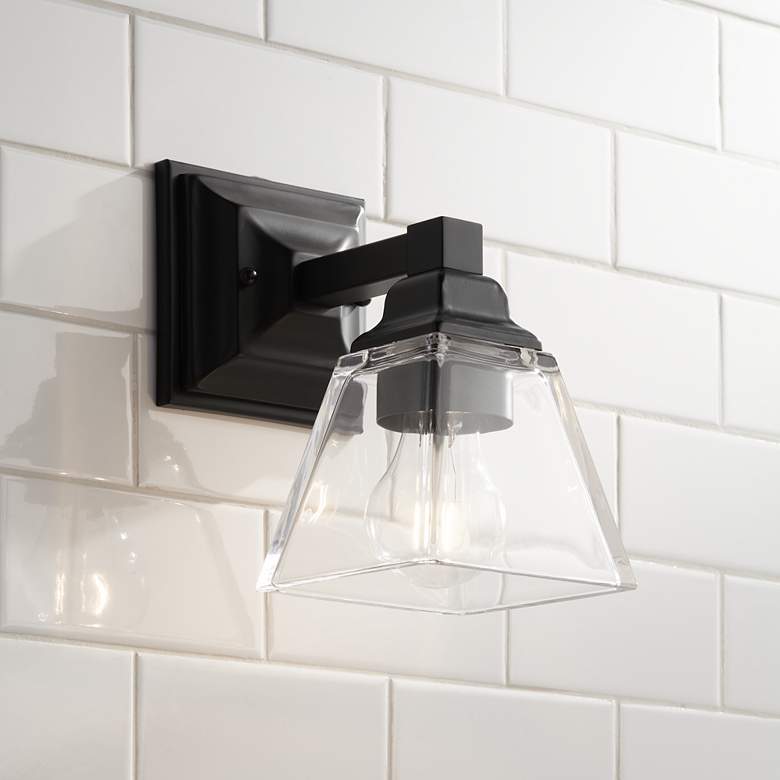 Image 1 Mencino 9" High Bronze and Clear Glass Wall Sconce