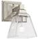 Mencino 9" High Satin Nickel and Clear Glass Wall Sconce