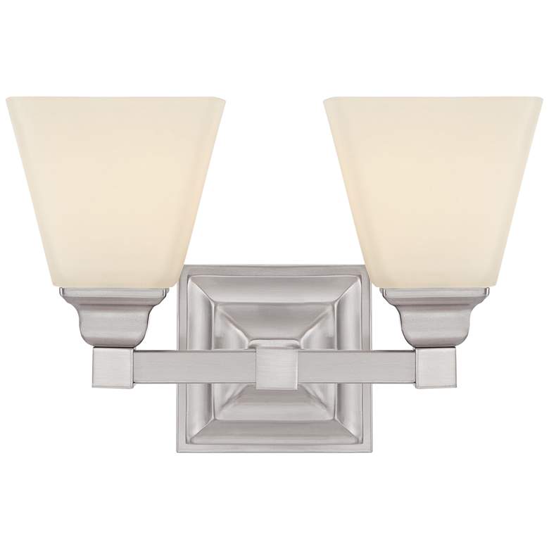 Image 2 Mencino-Opal 12 3/4 inch Wide Satin Nickel and Glass Bath Light