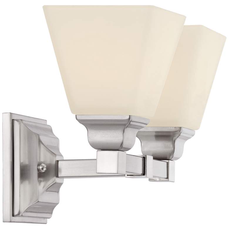 Image 6 Mencino-Opal 12 3/4 inch Wide Satin Nickel and Glass Bath Light more views