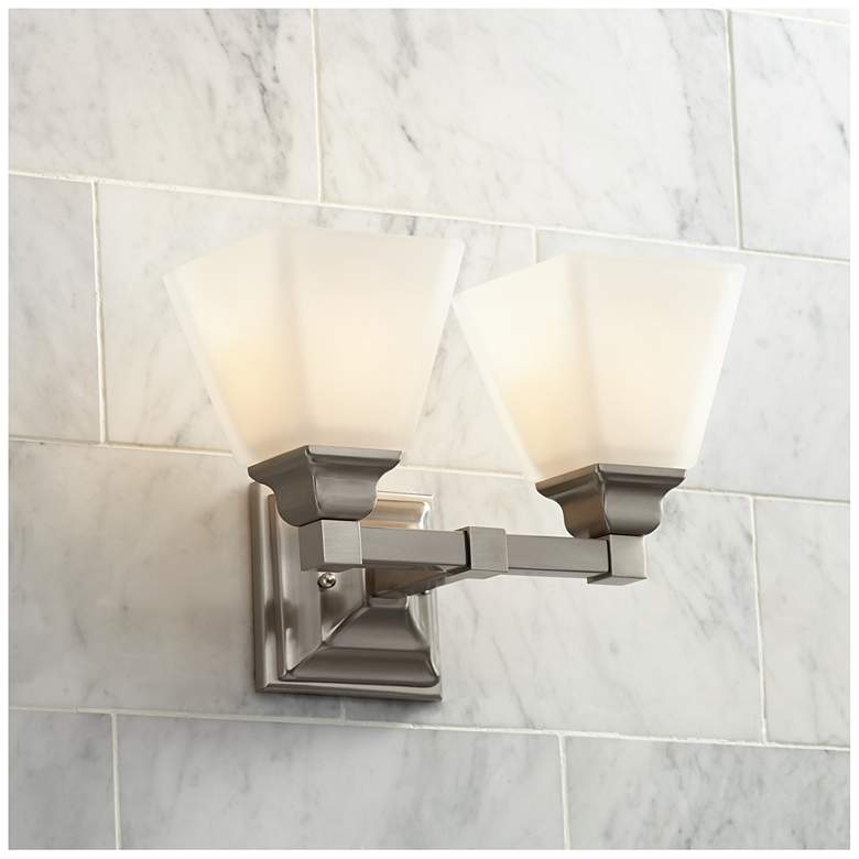 Image 7 Mencino-Opal 12 3/4 inch Wide Satin Nickel and Glass Bath Light more views