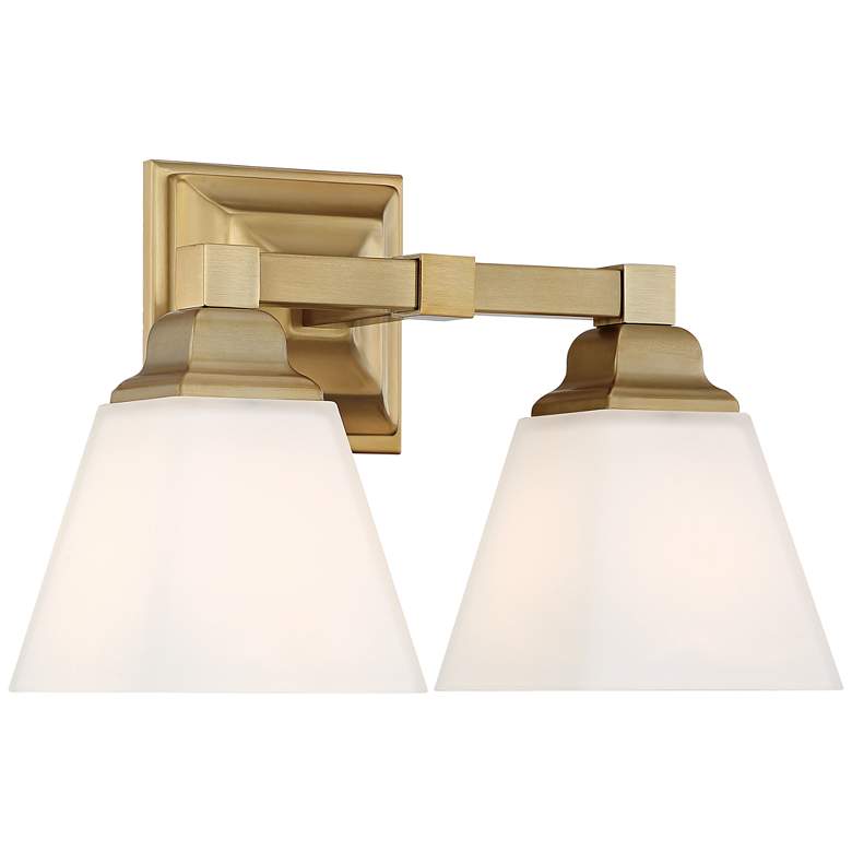 Image 4 Mencino-Opal 12 3/4"W Warm Brass and Opal Glass Bath Light more views