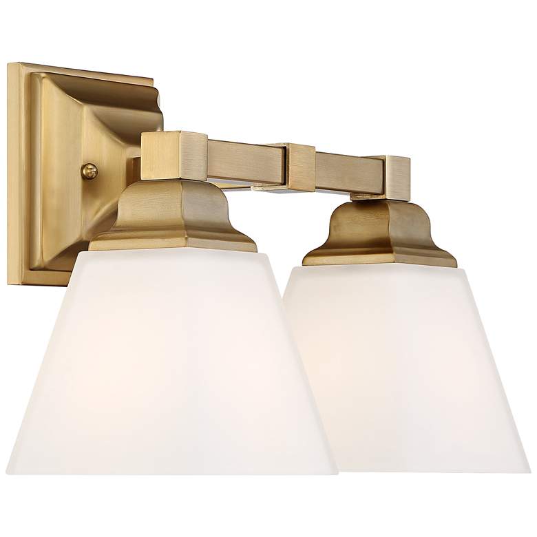 Image 5 Mencino-Opal 12 3/4 inchW Warm Brass and Opal Glass Bath Light more views