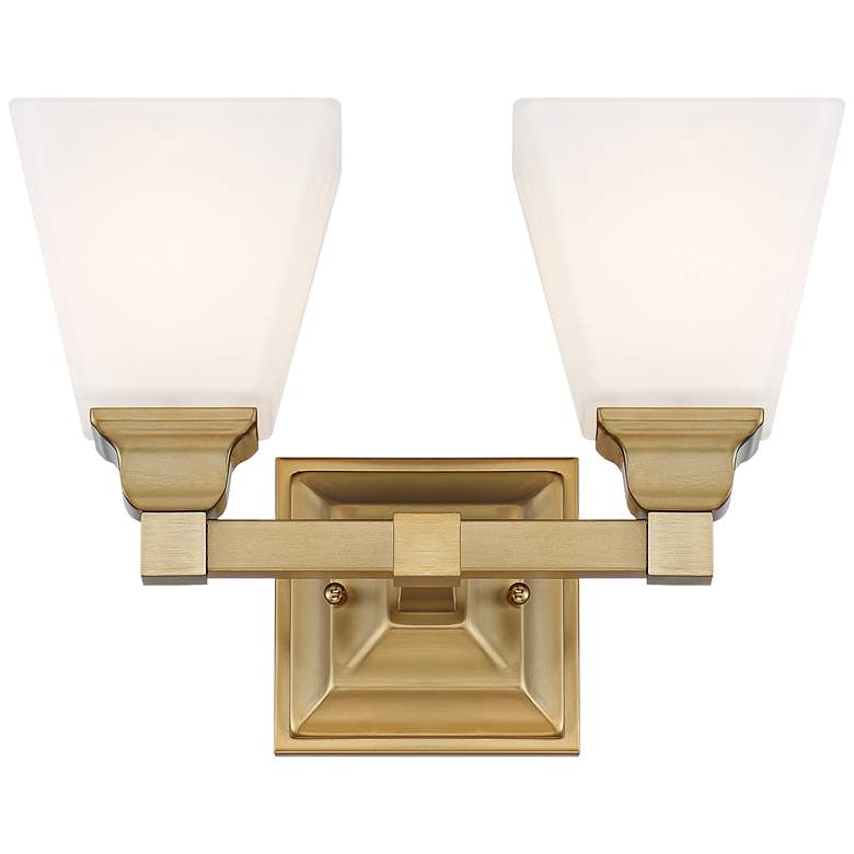 Image 6 Mencino-Opal 12 3/4"W Warm Brass and Opal Glass Bath Light more views