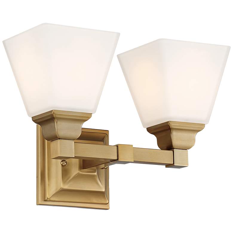 Image 7 Mencino-Opal 12 3/4 inchW Warm Brass and Opal Glass Bath Light more views