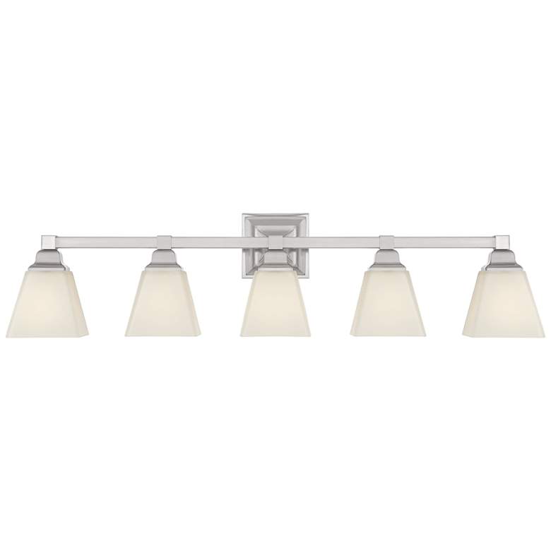 Mencino-Opal 35 1/4&quot;W Satin Nickel and Glass Bath Light