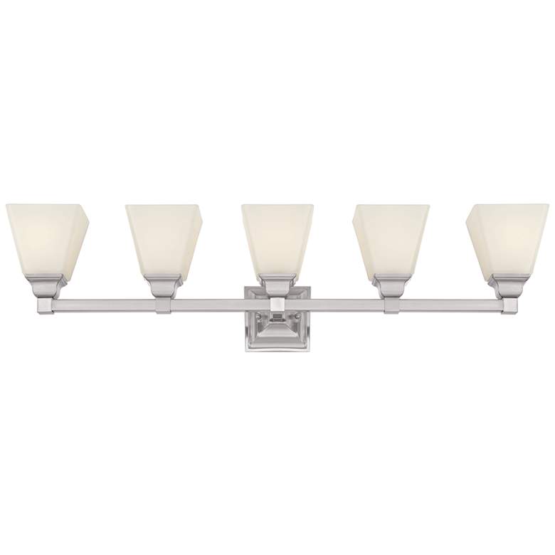 Image 4 Mencino-Opal 35 1/4 inchW Satin Nickel and Glass Bath Light more views