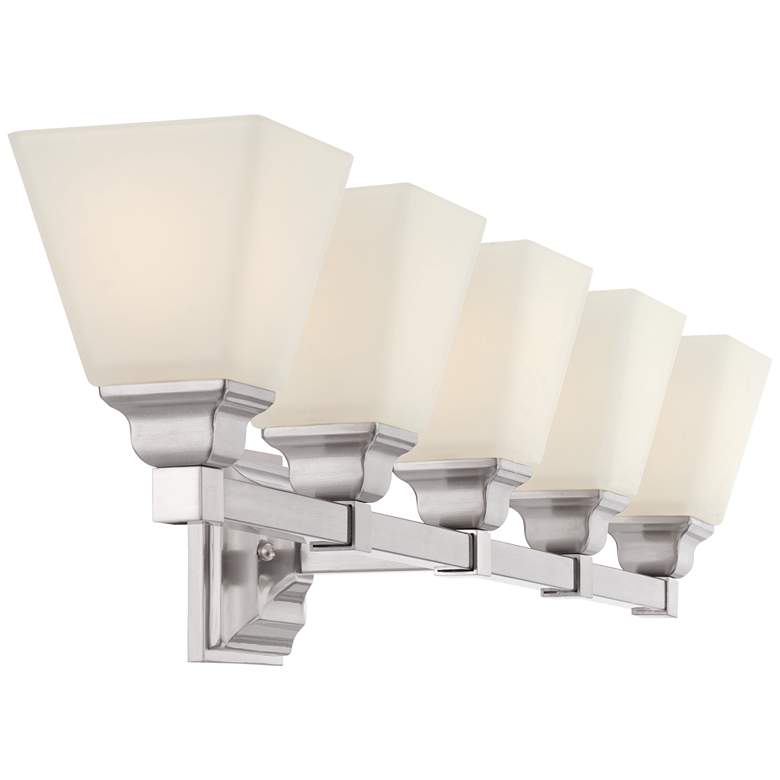 Image 6 Mencino-Opal 35 1/4 inchW Satin Nickel and Glass Bath Light more views