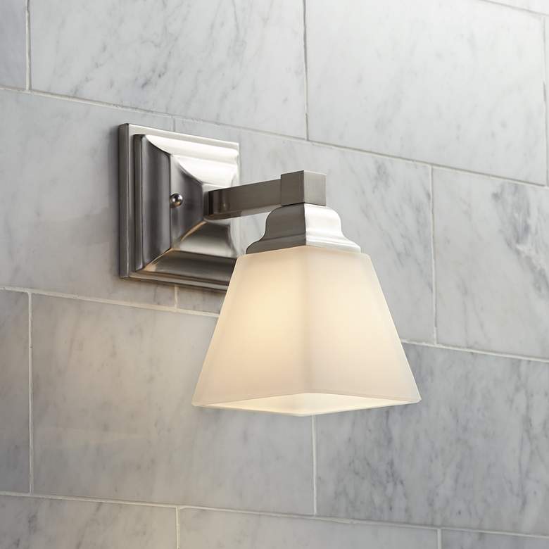 Image 1 Mencino-Opal 9" High Satin Nickel and Opal Glass Wall Sconce