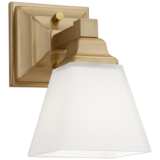Mencino-Opal 9&quot; High Warm Brass and Opal Glass Wall Sconce