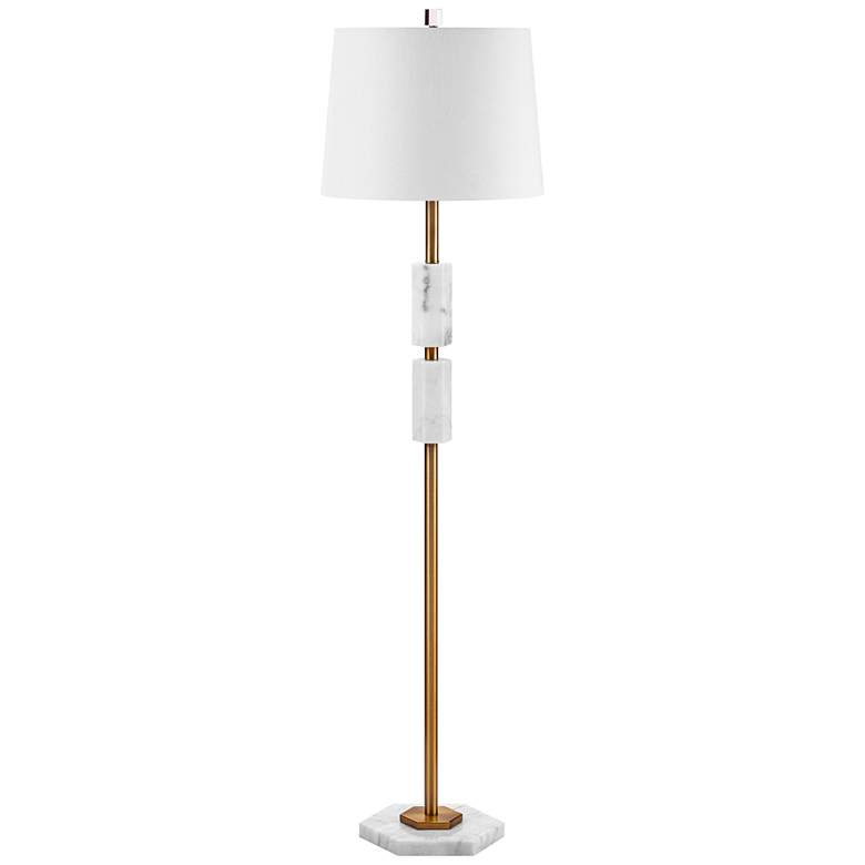 Image 1 Menden Antique Brass Column Floor Lamp with White Accent