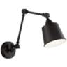 Mendes Black Finish Hardwire Swing Arm Wall Lamp by 360 Lighting