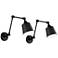 Mendes Black Hardwire Swing Arm Wall Lamps Set of 2