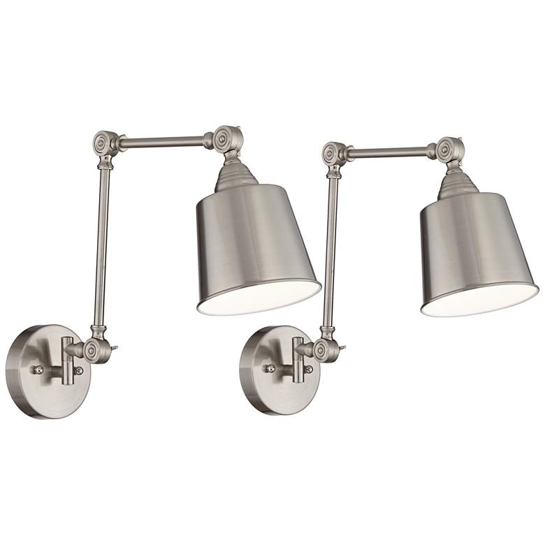 Mendes Brushed Nickel Hardwire Wall Lamps Set of 2