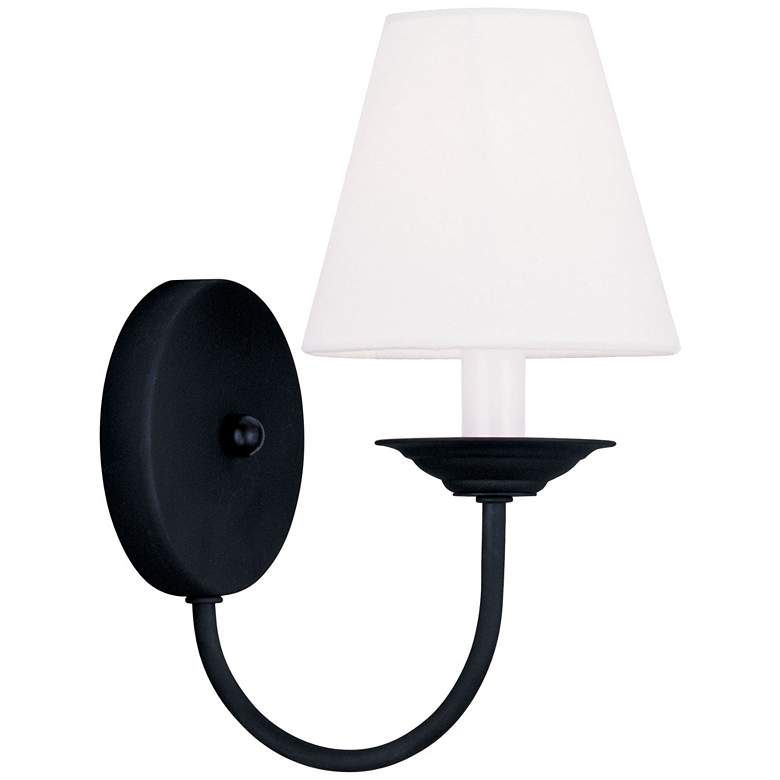 Image 1 Mendham 11 1/2" High Black Hand-Made Shade Wall Sconce