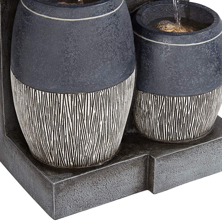 Image 6 Mendit 29" High Gray Stone 2-Jar Outdoor LED Floor Fountain more views