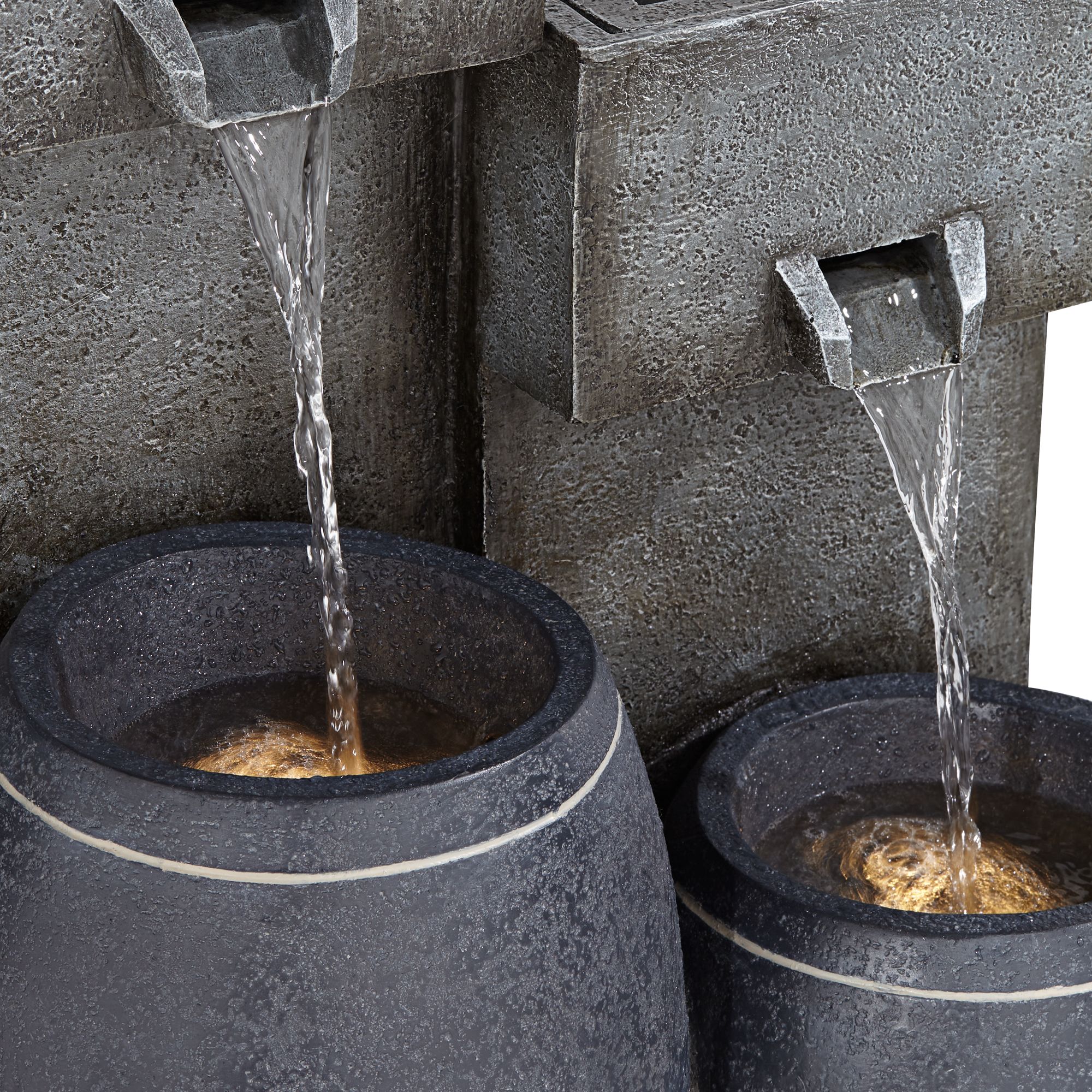 Watch A Video About the Mendit Gray Stone 2 Jar Outdoor LED Floor Fountain