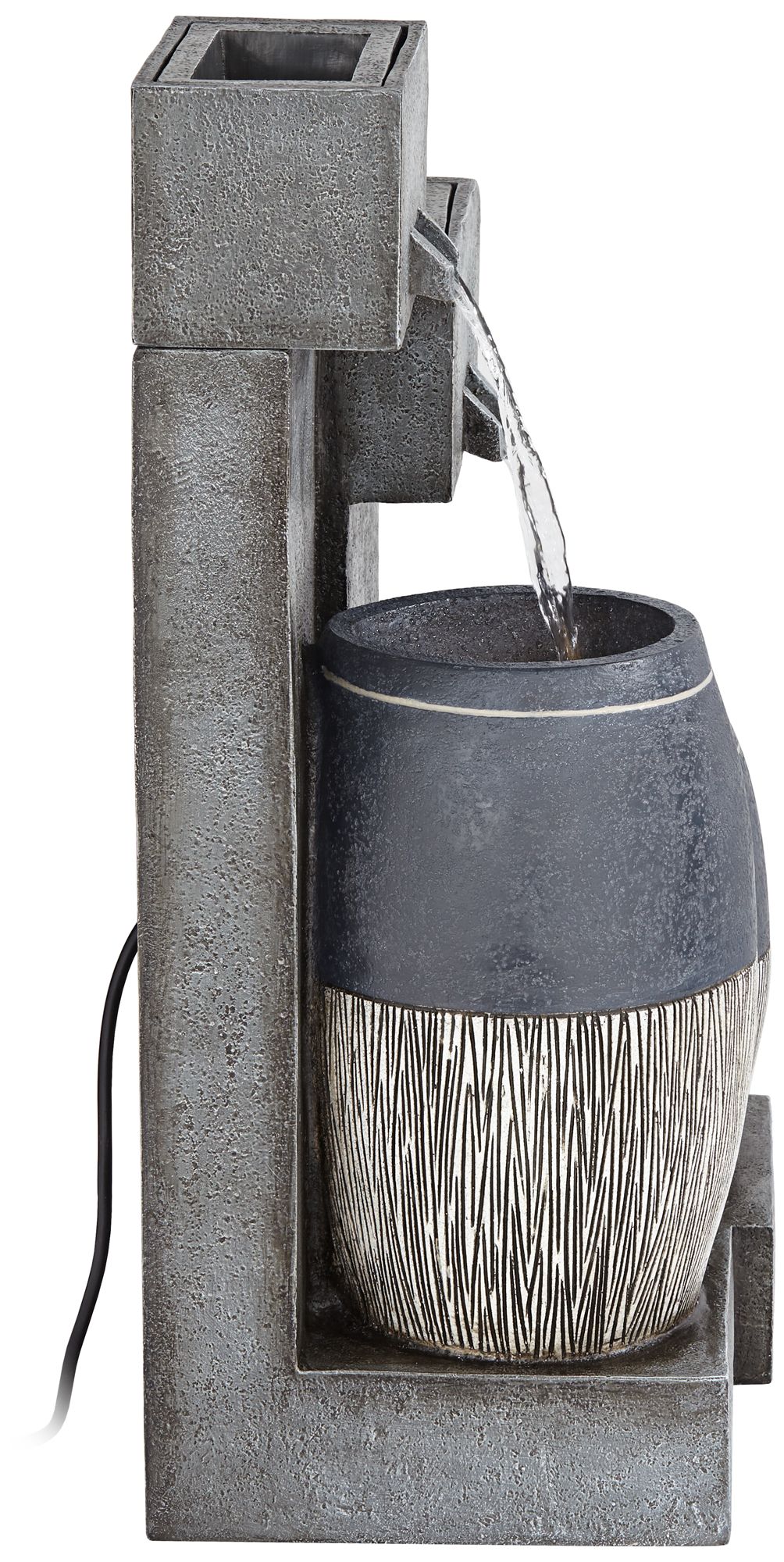 Watch A Video About the Mendit Gray Stone 2 Jar Outdoor LED Floor Fountain