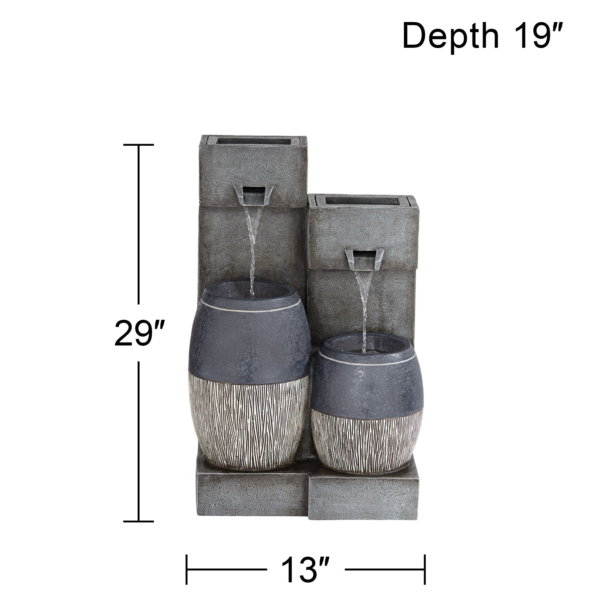 Watch A Video About the Mendit Gray Stone 2 Jar Outdoor LED Floor Fountain