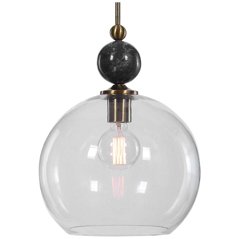 Image 2 Mendota 13 3/4 inchW Oxidized Aged Brass and Black Pendant Light