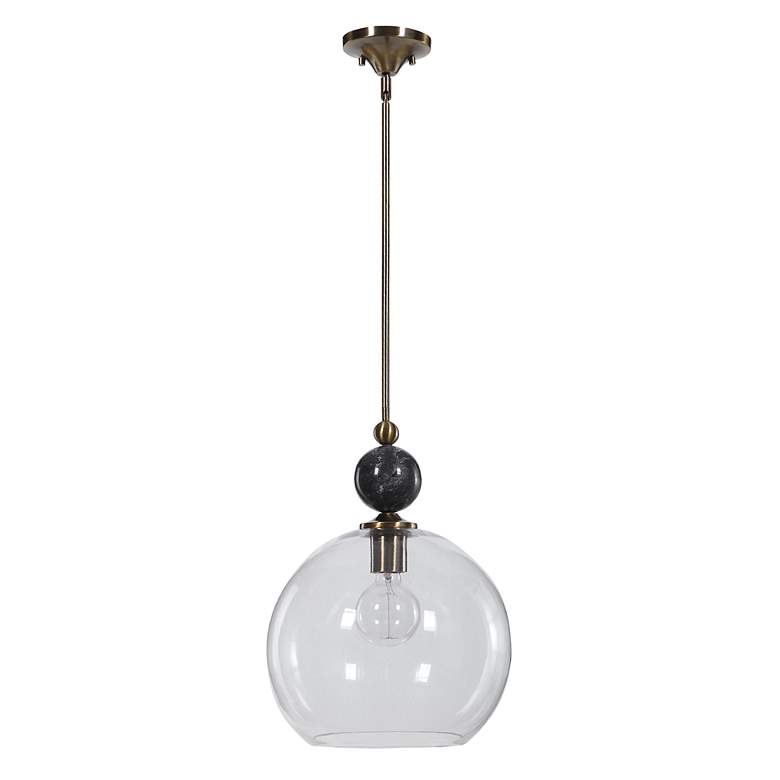 Image 4 Mendota 13 3/4 inchW Oxidized Aged Brass and Black Pendant Light more views