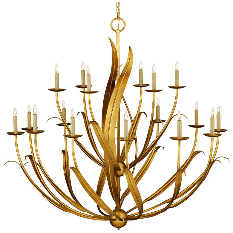 Image 2 Menefee 49 1/4" Wide Antique Gold Leaf 18-Light Chandelier