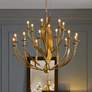 1_Menefee 49 1/4" Wide Antique Gold Leaf 18-Light Chandelier
