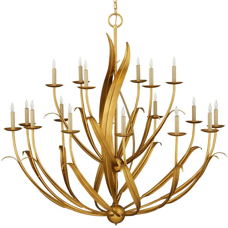 Image 6 Menefee 49 1/4" Wide Antique Gold Leaf 18-Light Chandelier more views