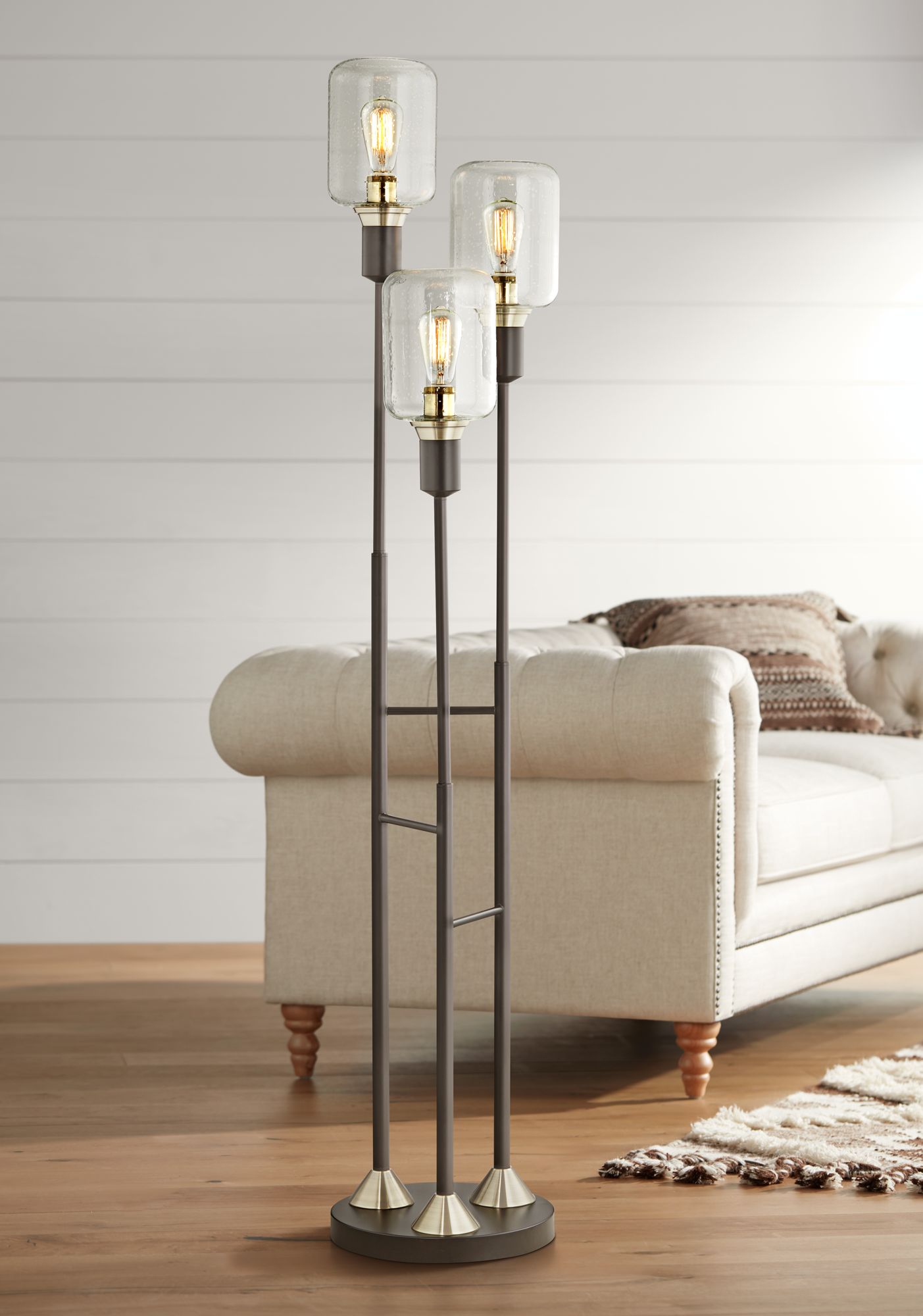 black glass floor lamp