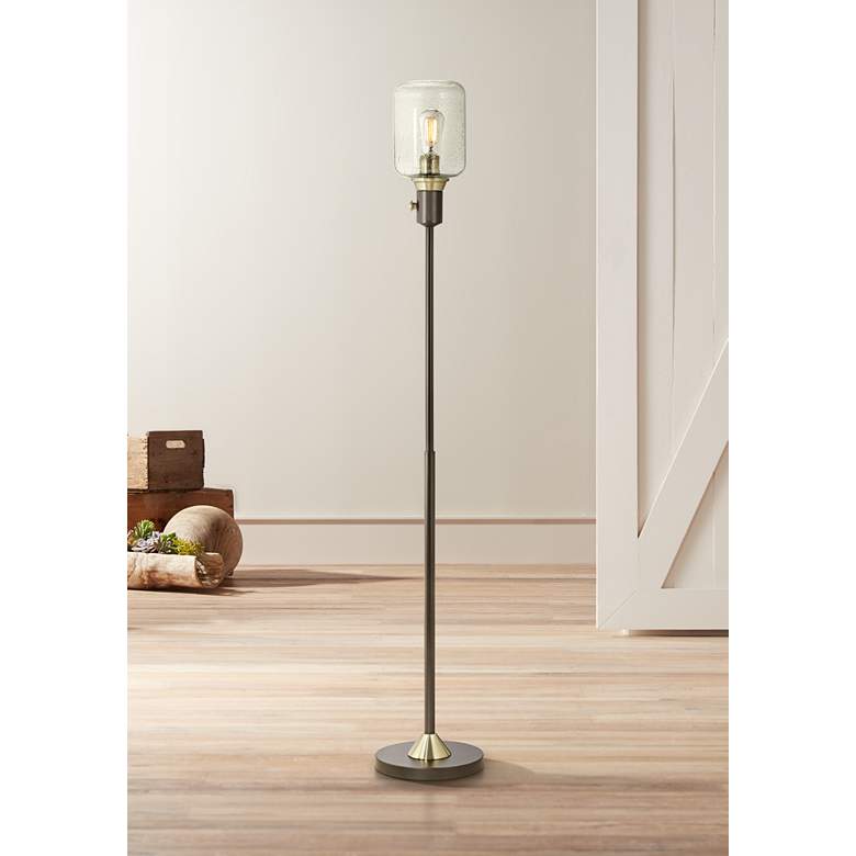 Image 1 Menlo Lane Black-Bronze Seedy Glass Floor Lamp