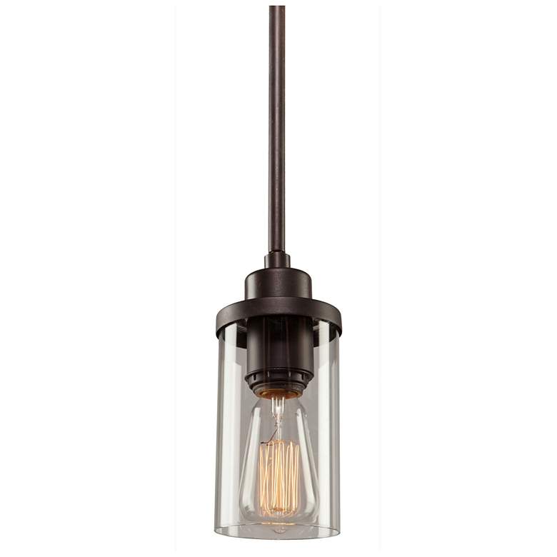 Image 1 Menlo Park 1-Light Oil Rubbed Bronze Metal and Clear Glass Pendant